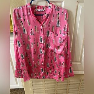 Zara pink printed satin blouse top Sold Out Bloggers favorite❤️💕